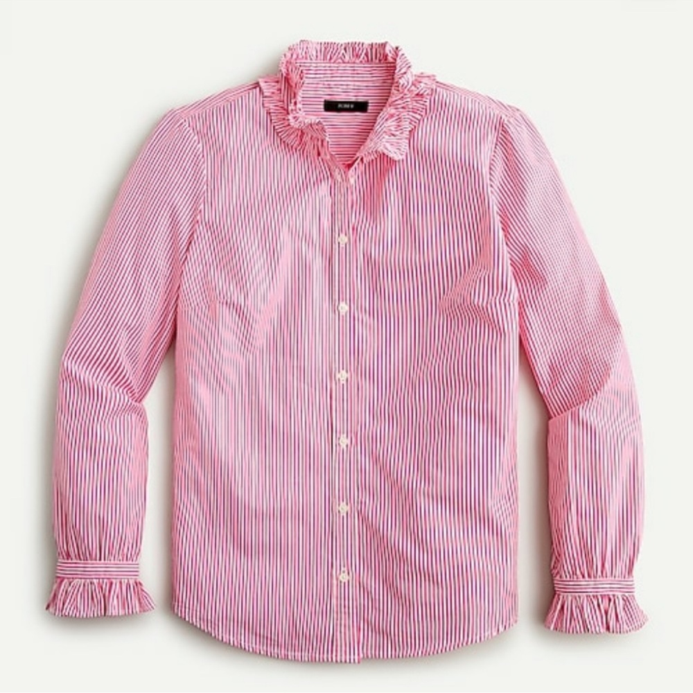 J.Crew Pinstripe Ruffled Blouse - BNWT!